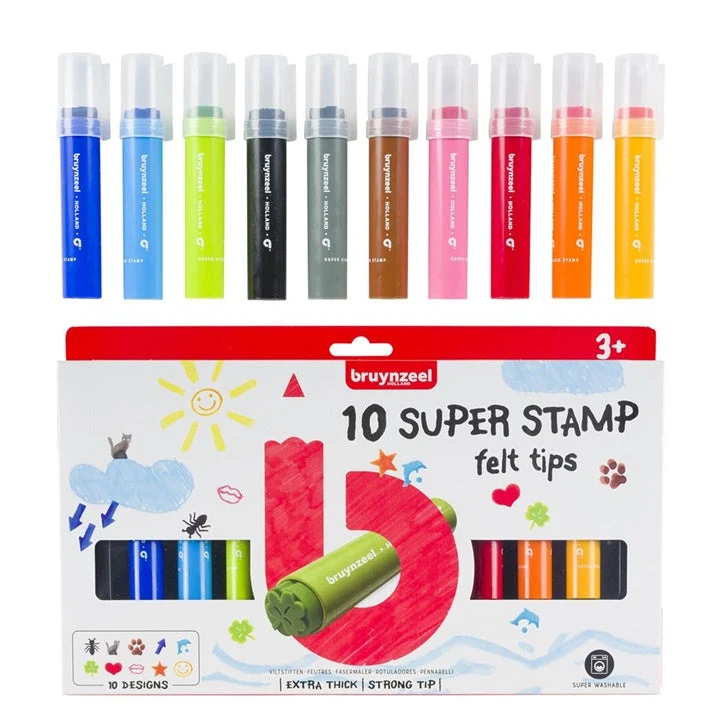 Bruynzeel Extra-Thick Mini Stamps for Kids, Holland, Set of 10