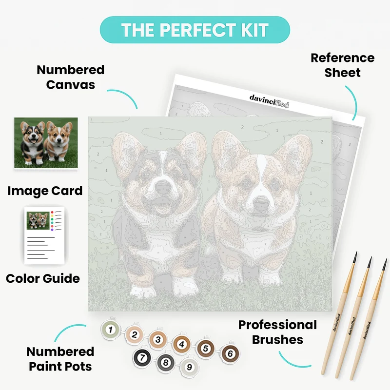 Two Adorable Corgis - Paint by Numbers Kit