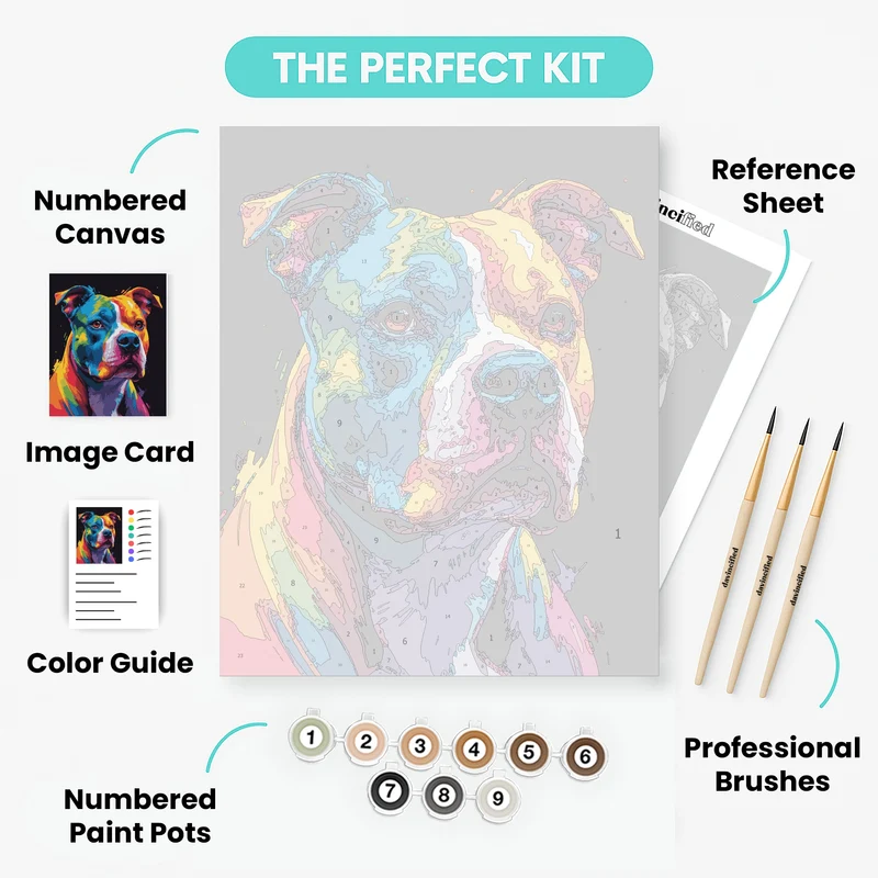 Vibrant Rainbow Pitbull - Paint by Numbers Kit