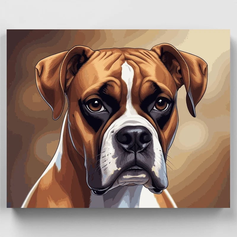 Expressive Boxer Dog with Soulful Eyes - Paint by Numbers Kit