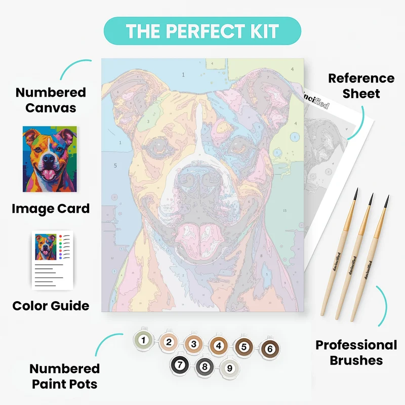 Vibrant Pop Art Pitbull - Paint by Numbers Kit