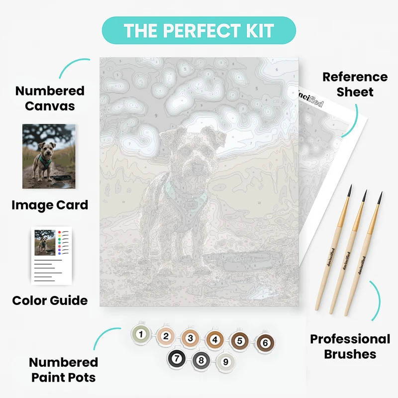 Adventurous Terrier on Muddy Trail - Paint by Numbers Kit
