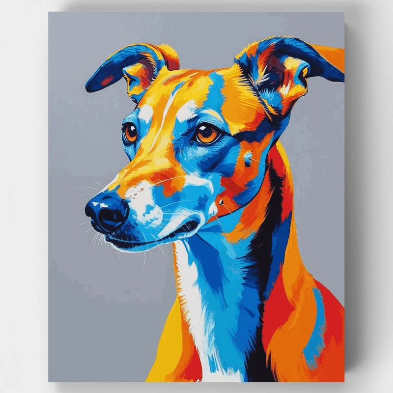 Vibrant Greyhound Portrait - Paint by Numbers Kit
