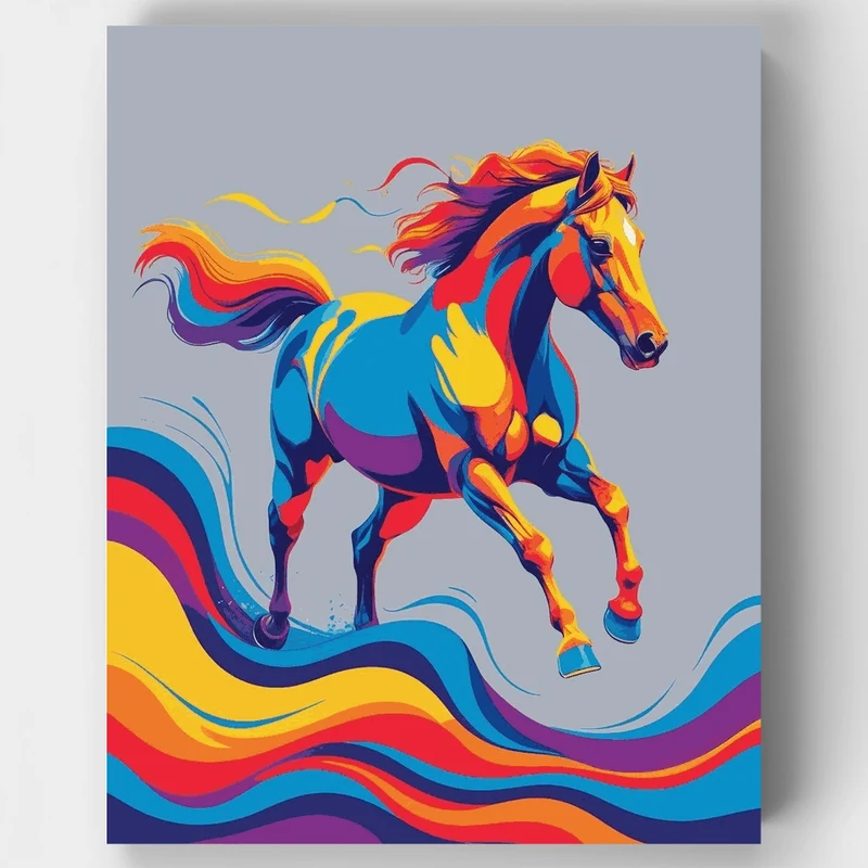 Vibrant Rainbow Horse - Paint by Numbers Kit
