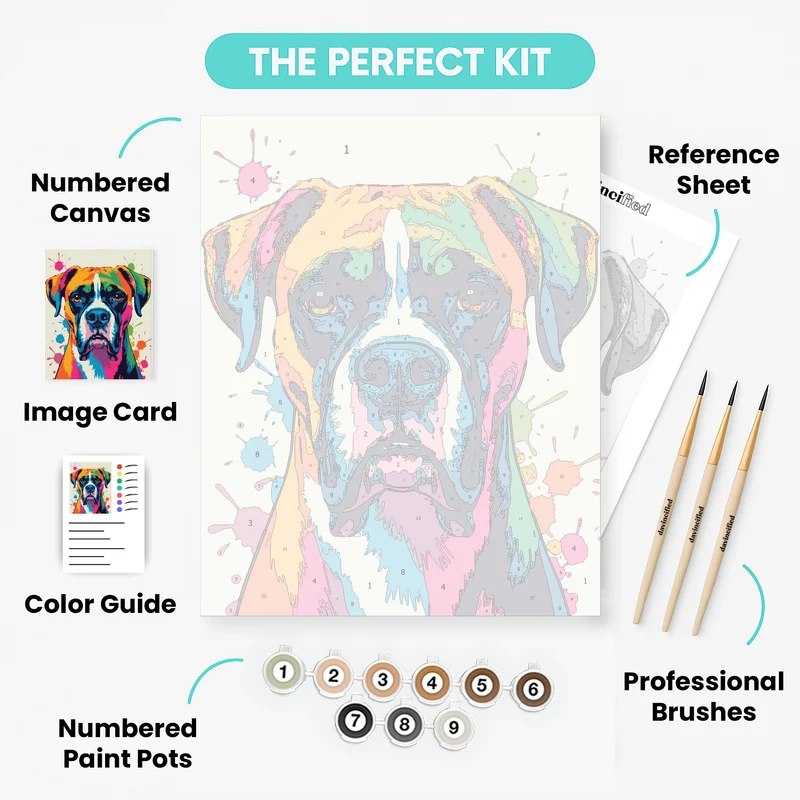 Vibrant Pop Art Boxer Dog - Paint by Numbers Kit