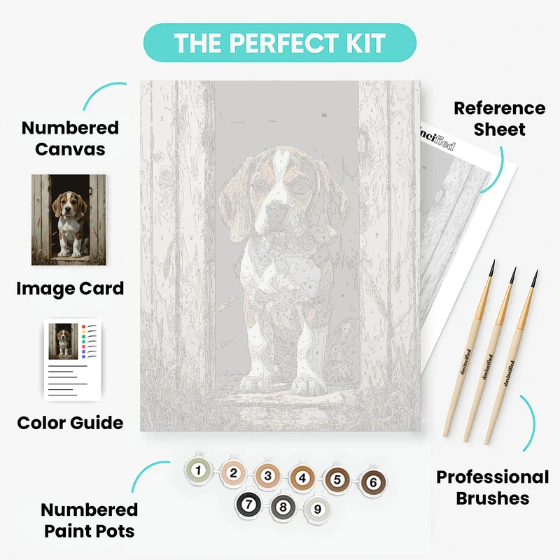 Beagle Puppy in Doorway - Paint by Numbers Kit