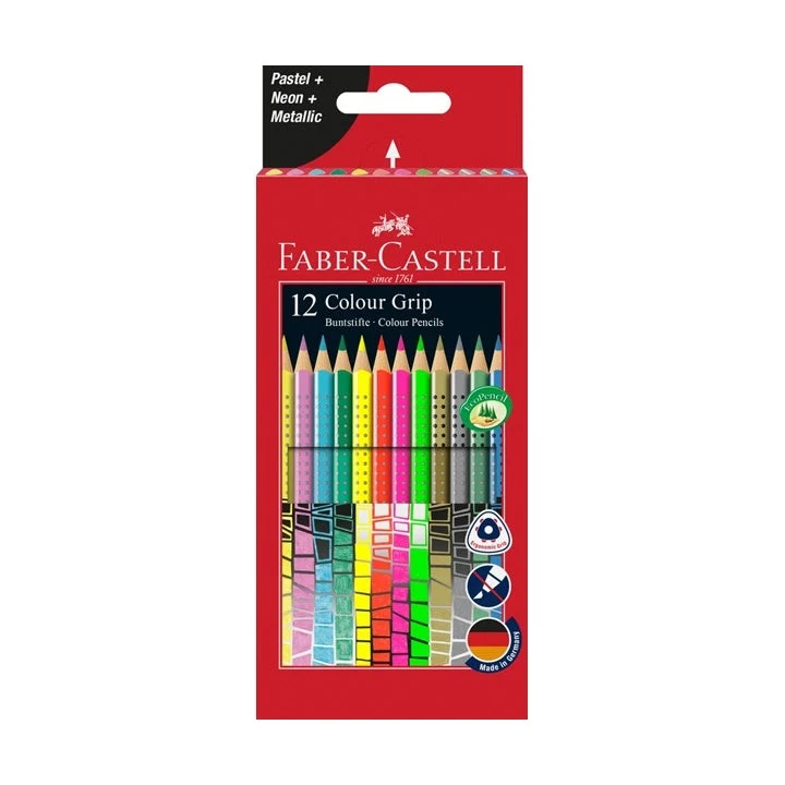Set Grip Pastel / Neon / Metallic Colored Pencils, 12 Colors
