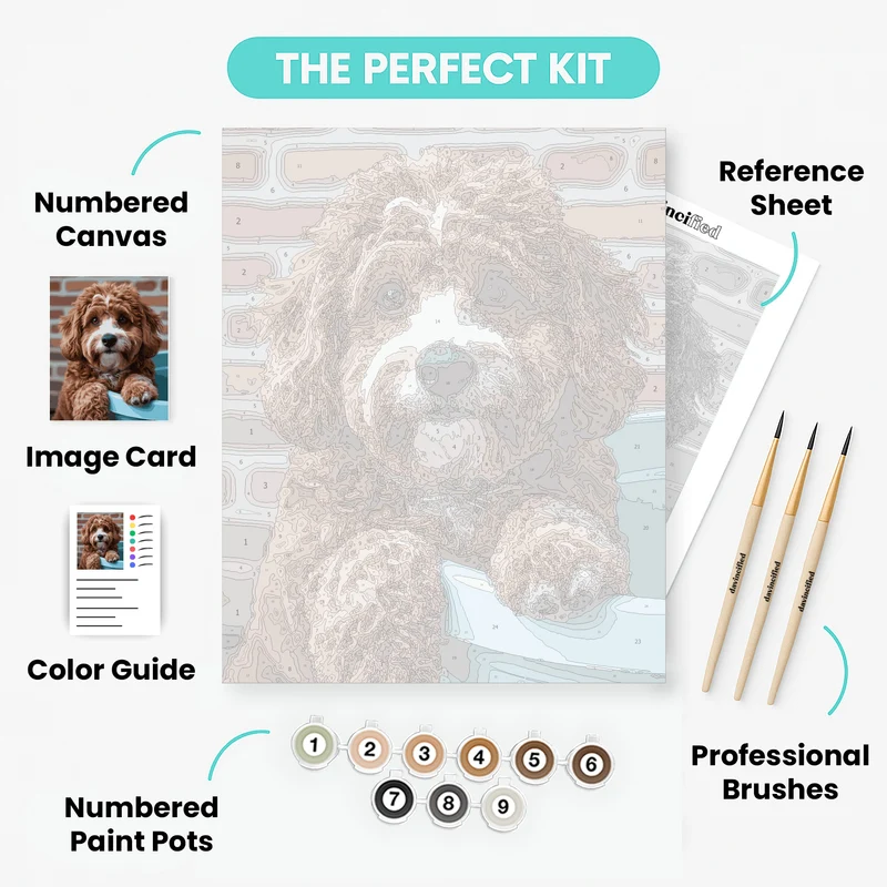 Curly Cavapoo with Soulful Eyes - Paint by Numbers Kit