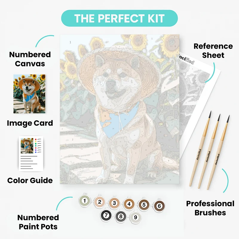 Shiba Inu in Sunflower Field - Paint by Numbers Kit