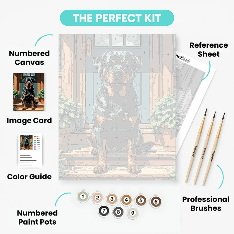 Rottweiler on Porch - Paint by Numbers Kit