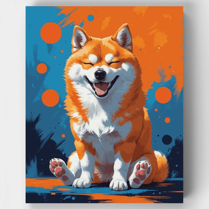Happy Shiba Inu Pop Art - Paint by Numbers Kit