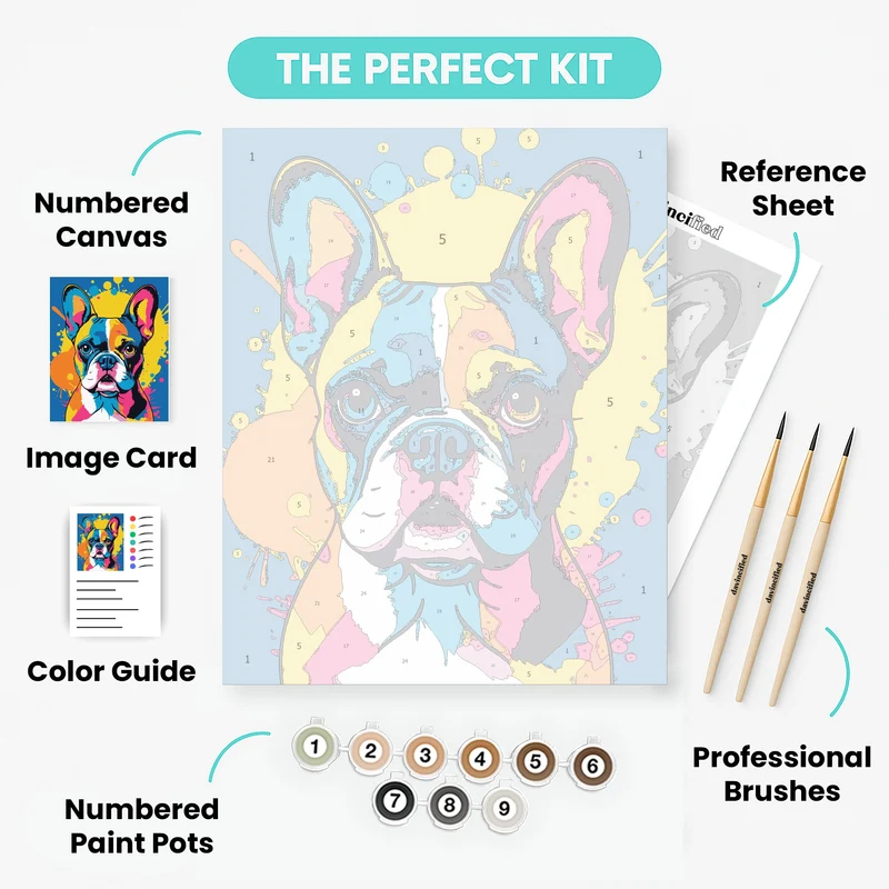Pop Art French Bulldog Explosion - Paint by Numbers Kit