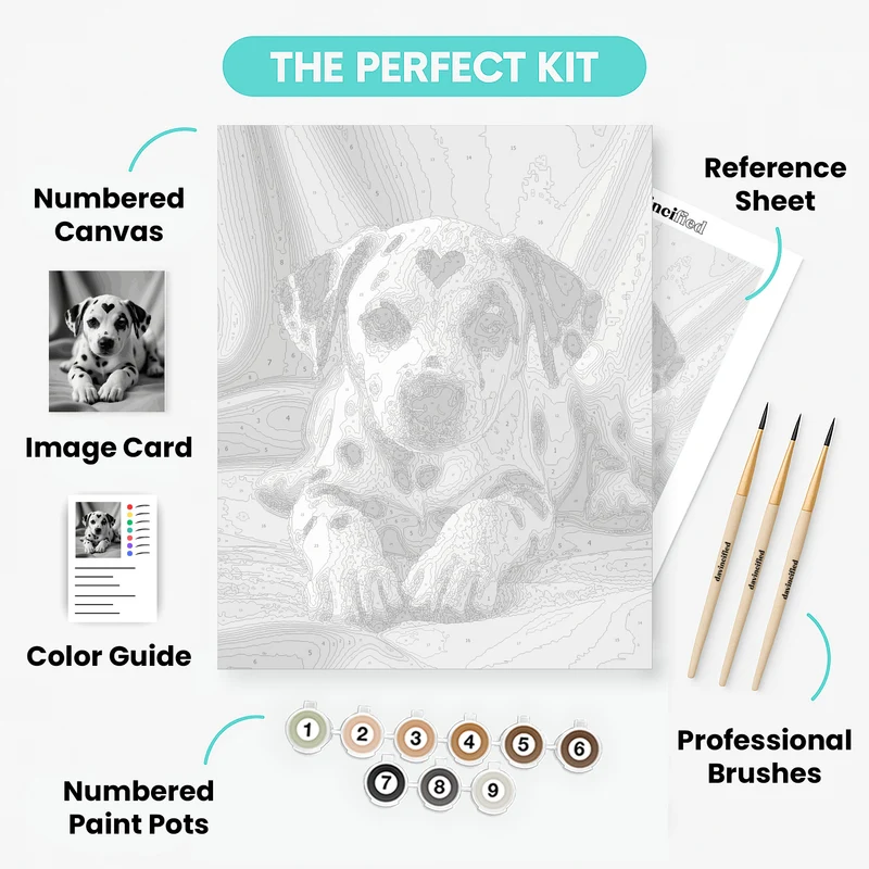 Adorable Dalmatian Puppy with Heart - Paint by Numbers Kit