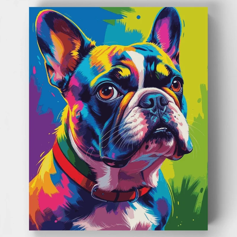 Vibrant French Bulldog Pop Art - Paint by Numbers Kit