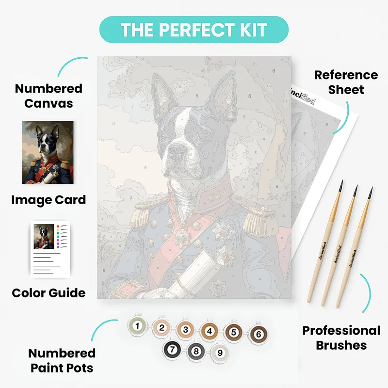 Distinguished Boston Terrier General - Paint by Numbers Kit