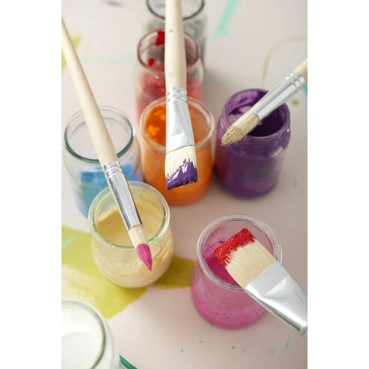 Pebeo Set of 8 Brushes, Bristle and Synthetic, Flat and Round, Long Handle