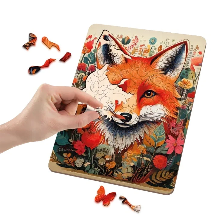 MOXY Wooden Fox Puzzle, 130 Pieces in Unique Shapes