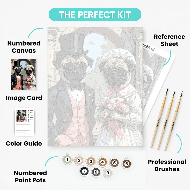 Victorian Pug Wedding - Paint by Numbers Kit