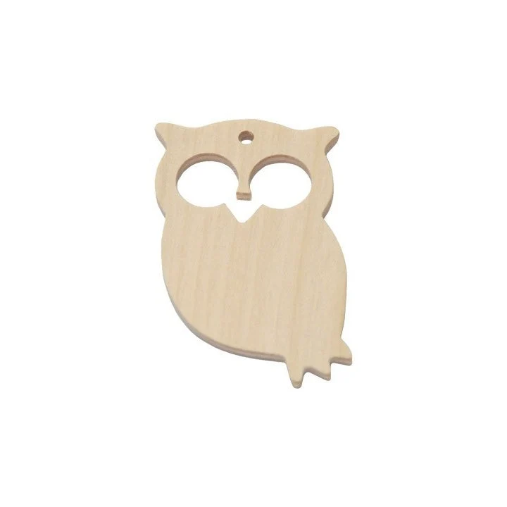 Wooden Jewelry-Making Blank, Owl, 6 cm