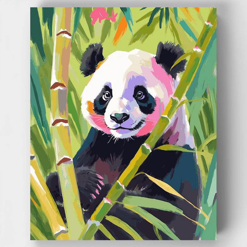"Panda Bamboo Serenity" Paint by Numbers Kit