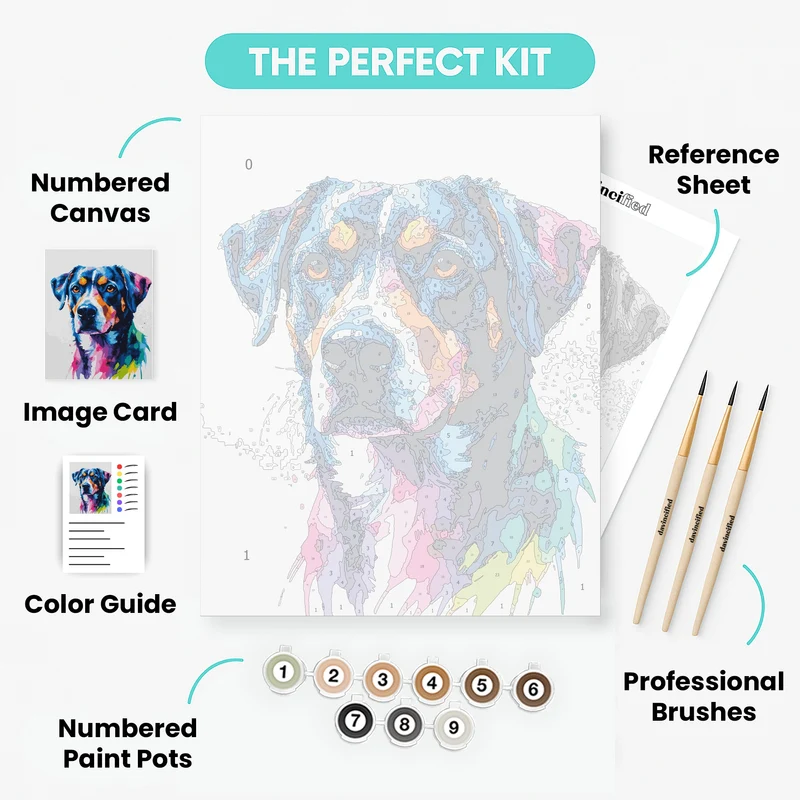 Vibrant Watercolor Dog Portrait - Paint by Numbers Kit
