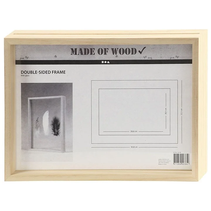 Wooden Double-Sided Frame with Two Glass Panes