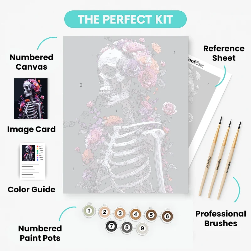 Floral Skeleton Art - Paint by Numbers Kit