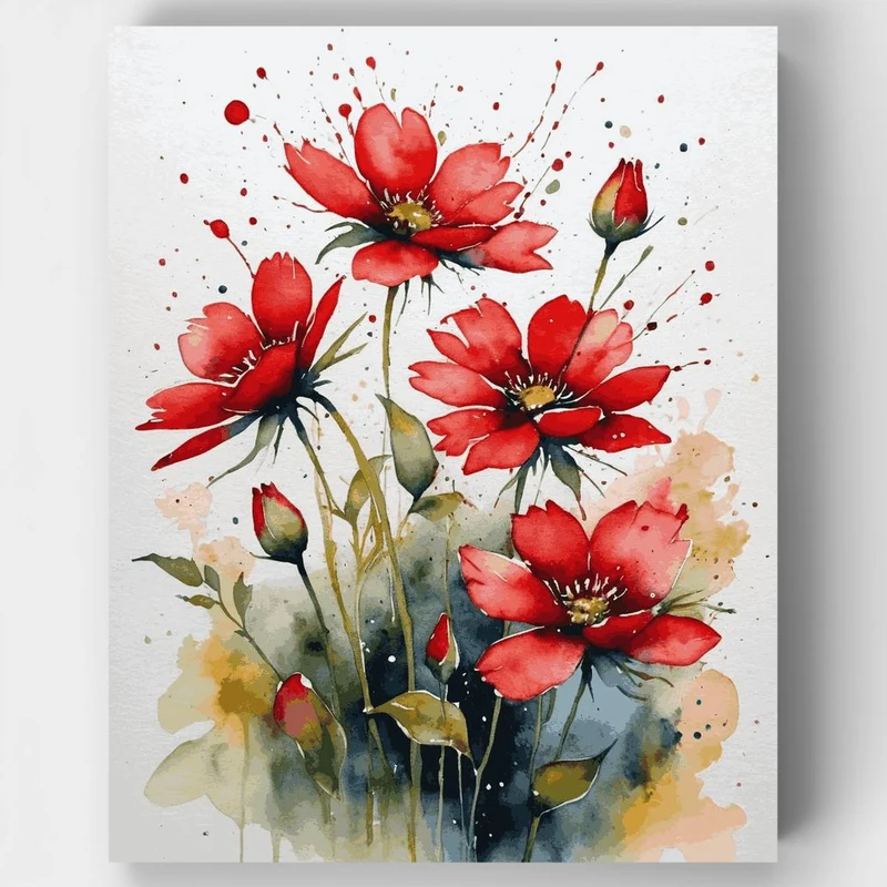 "Beautiful red flowers" Paint by Numbers Kit