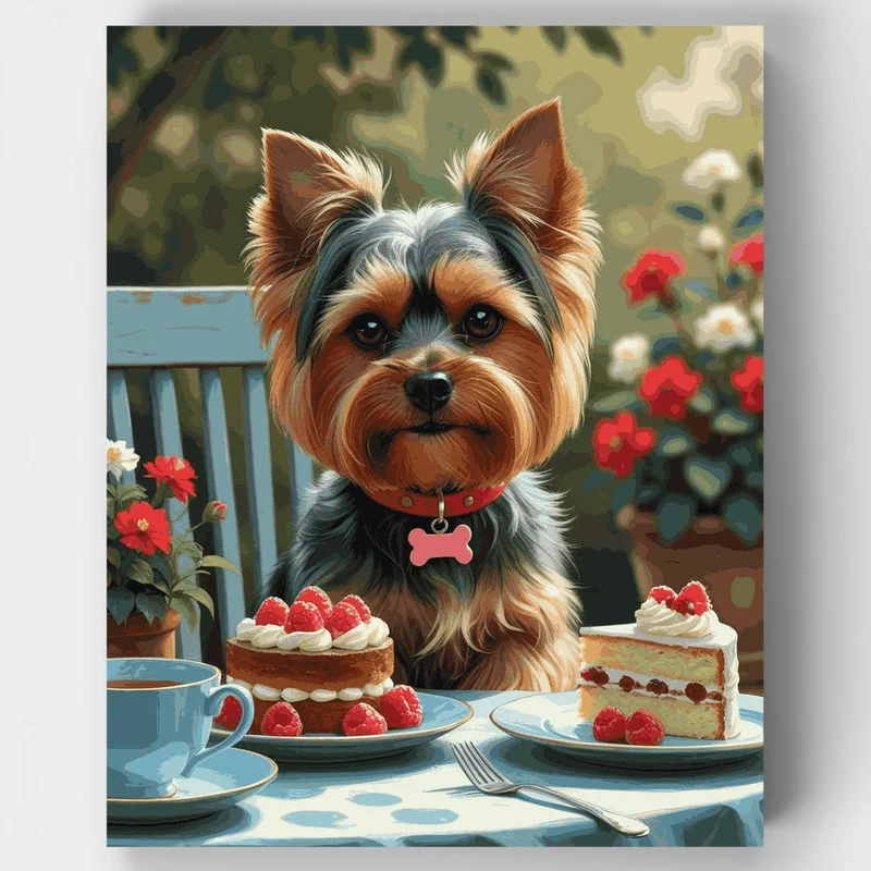Yorkshire Terrier Tea Party - Paint by Numbers Kit