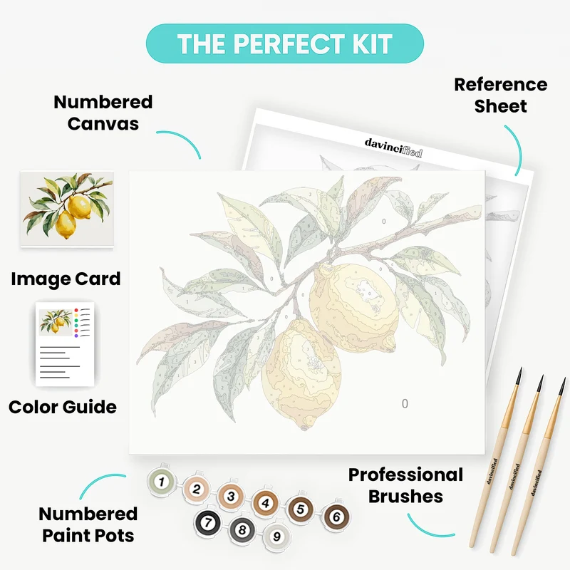 Lemon Branch Watercolor - Paint by Numbers Kit