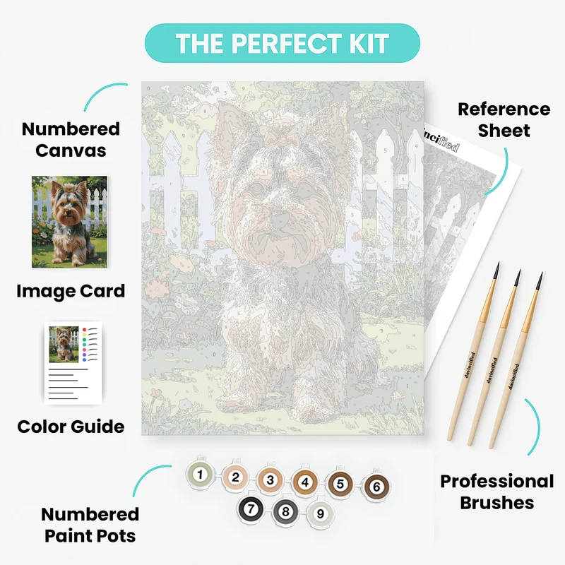 Yorkshire Terrier in Garden - Paint by Numbers Kit
