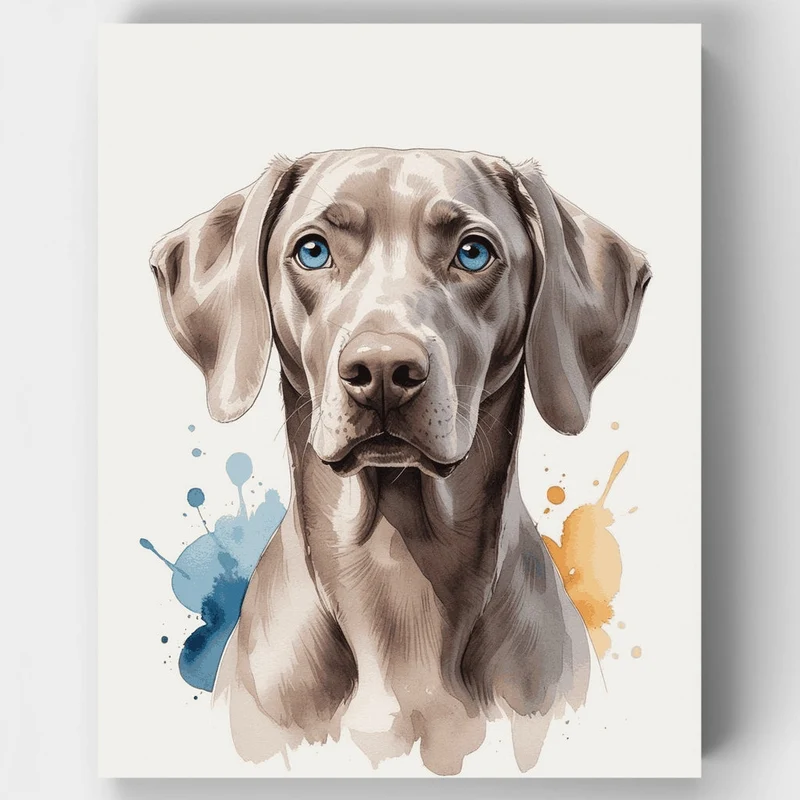Watercolor Weimaraner with Blue Eyes - Paint by Numbers Kit