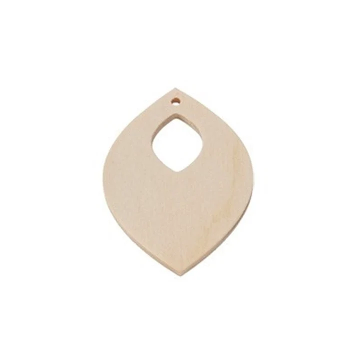 Wooden Jewelry-Making Blank - Leaf, 5.5 cm