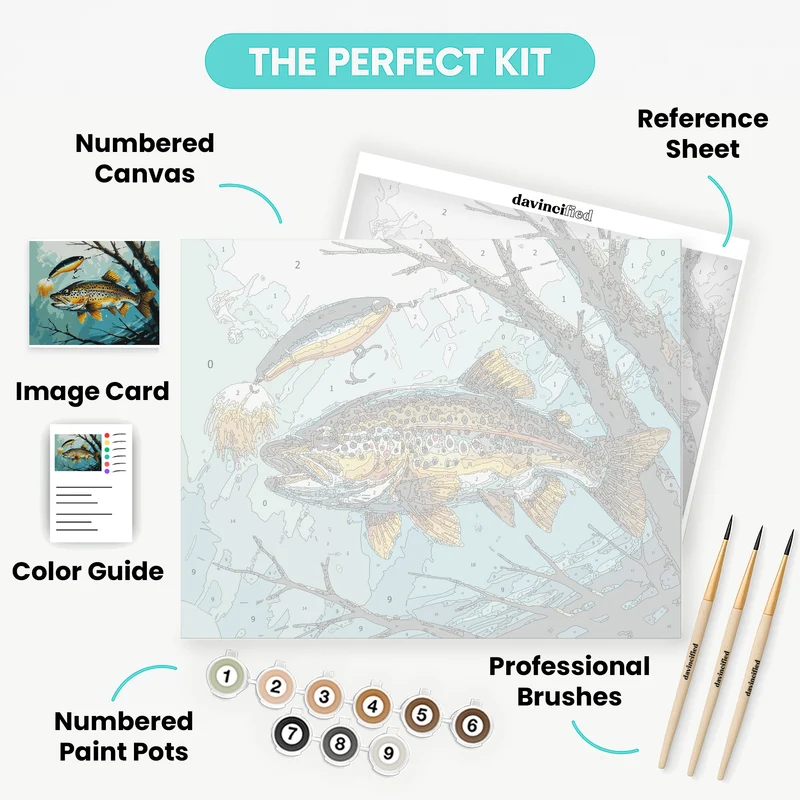 Trout Fishing Lure Underwater Scene - Paint by Numbers Kit