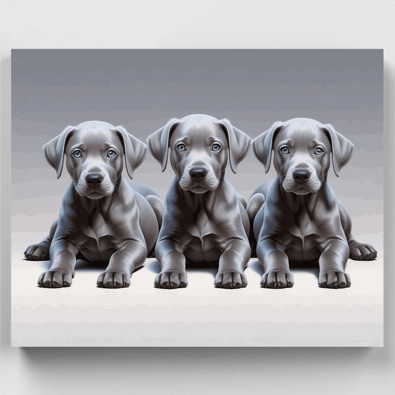 Three Gray Puppies - Paint by Numbers Kit