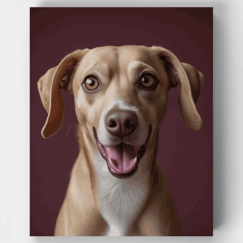 Happy Brown and White Dog Portrait - Paint by Numbers Kit