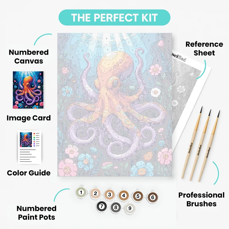 Vibrant Underwater Octopus Garden - Paint by Numbers Kit