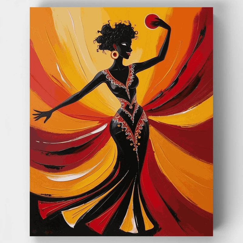 Dancing African Woman in Vibrant Colors - Paint by Numbers Kit