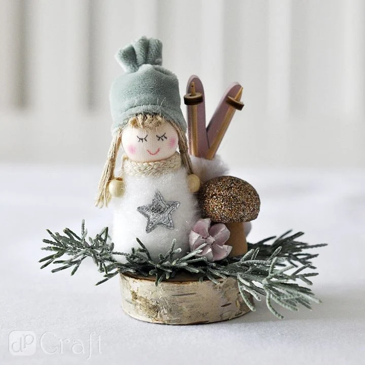 Wooden Decorative Ornaments with Christmas Motifs, Set of 12