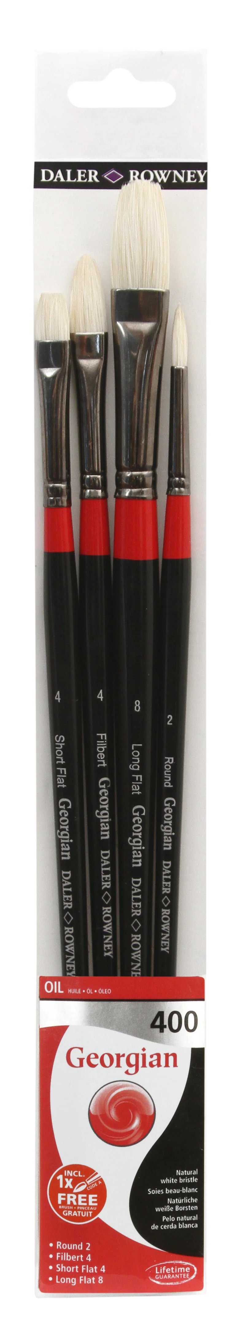 DALER ROWNEY D&R Georgian 400 комплект четки за маслени бои естествен свински косъм 4 бр.