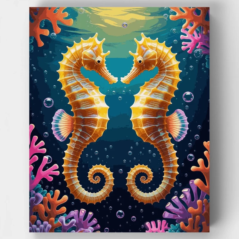 Seahorse Duo Underwater Paradise - Paint by Numbers Kit