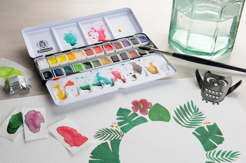 Schmincke AKADEMIE Aquarell leerer Metallkasten für Aquarellfarben, 24 x 1/2 Näpfchen