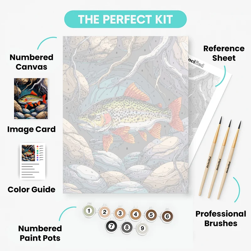 Trout Swimming Among Rocks - Paint by Numbers Kit