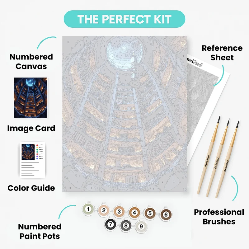 Mystical Wizard's Tower Library - Paint by Numbers Kit