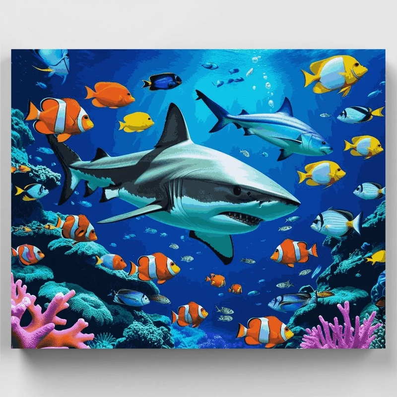 Underwater Shark Paradise - Paint by Numbers Kit