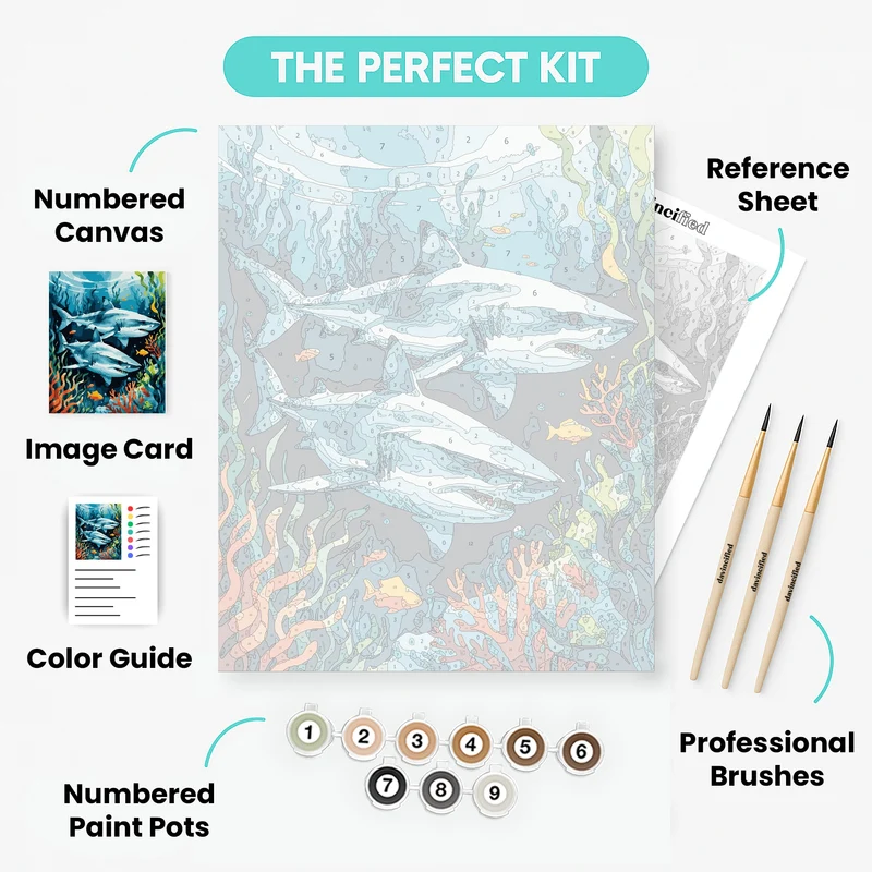 Underwater Sharks Adventure - Paint by Numbers Kit