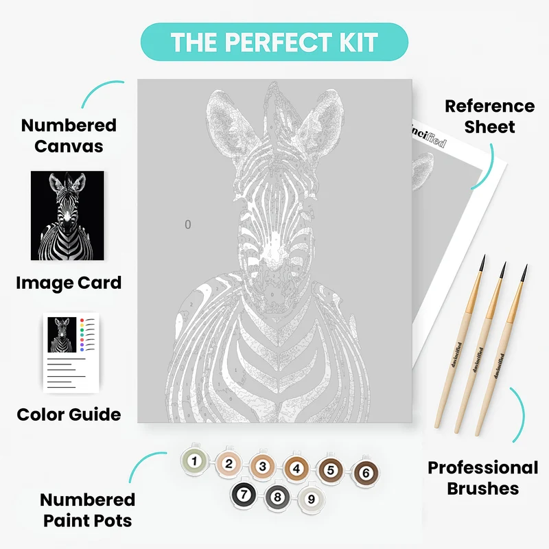 Zebra Portrait - Paint by Numbers Kit