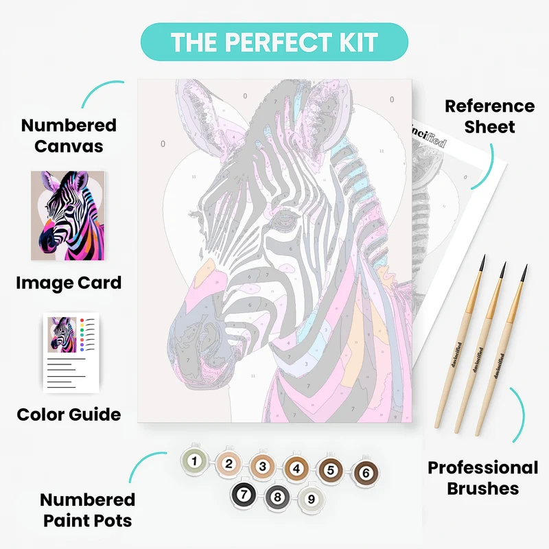 Vibrant Zebra Portrait - Paint by Numbers Kit