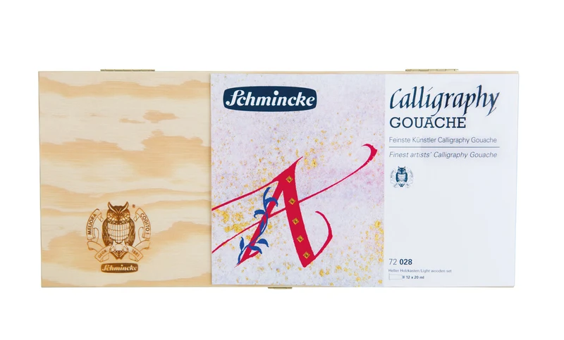 Ξύλινη κασετίνα με χρώματα γκουάς Schmincke Calligraphy Gouache 12 x 20 ml