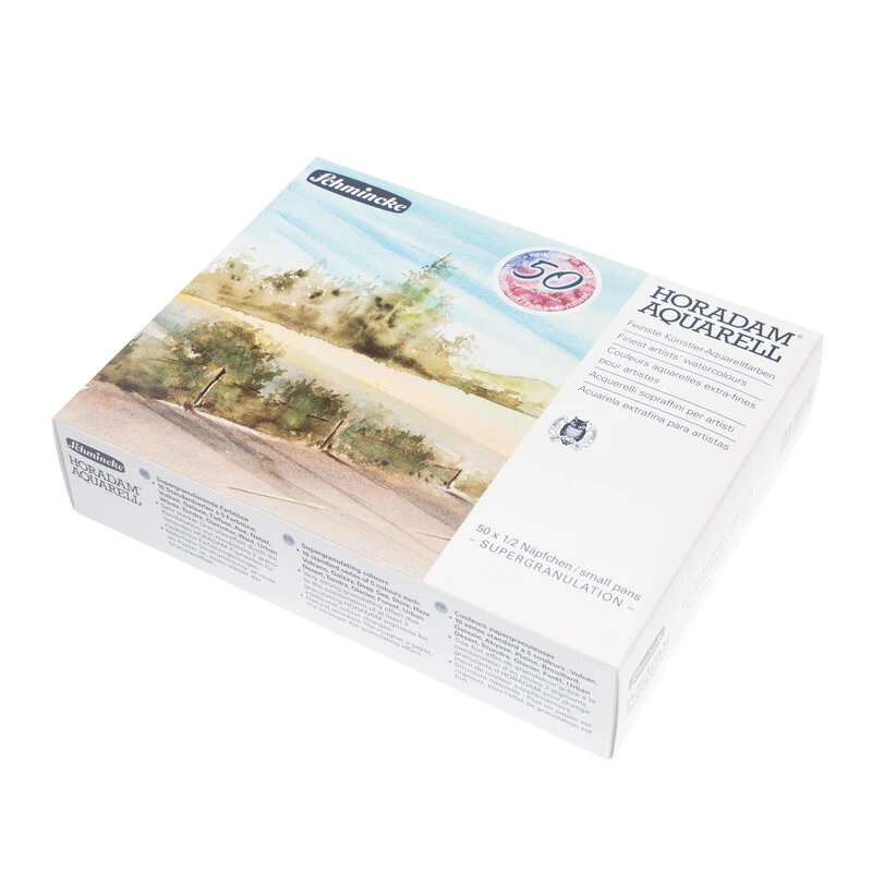 Drevený set akvarelových farieb Schmincke HORADAM Super Granulation – 50 × 1/2 panvičky